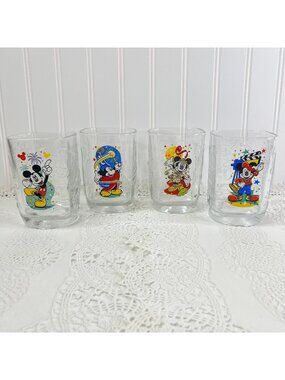 Vintage 2000 McDonalds Mickey Mouse Commemorative Glassware Set Of 4  Embossed